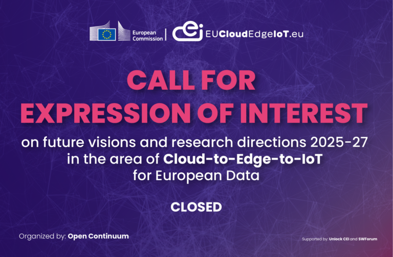 Call for expression of interest on future visions and research directions 2025-27 in the area of Cloud-to-Edge-to-IoT for European Data